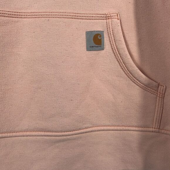 🔥🔥 CARHARTT Light Pink Quarter Zip HOODIE Sweatshirt - Youth Sz L / Women Sz M - Picture 2 of 10